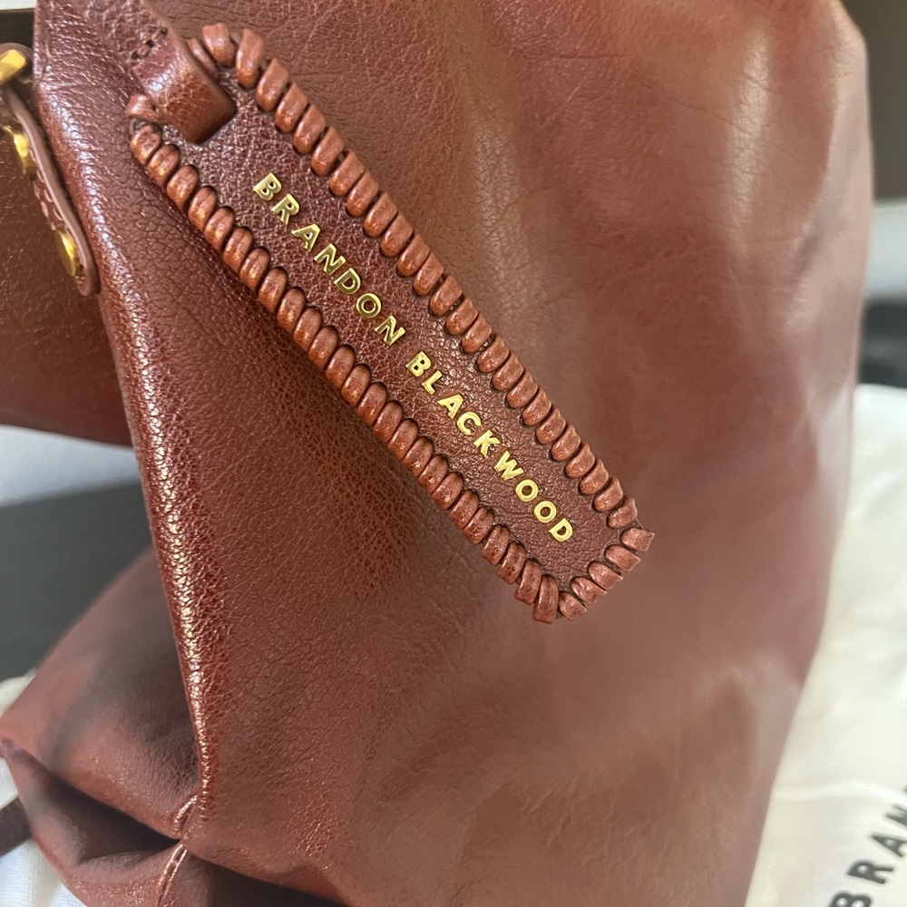 Brandon Blackwood Large Brown Leather Hobo Bag - Picture 3 of 14